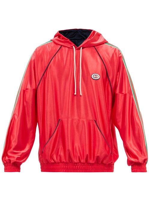 Gucci - Web-stripe Jersey Hooded Sweatshirt - Mens - Red