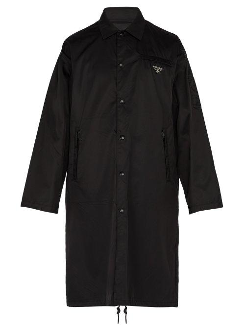 Matchesfashion.com Prada - Long Line Nylon Coach Jacket - Mens - Black