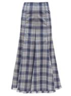 Matchesfashion.com Gabriela Hearst - Amy Tartan Flannel Cashmere Midi Skirt - Womens - Blue Multi