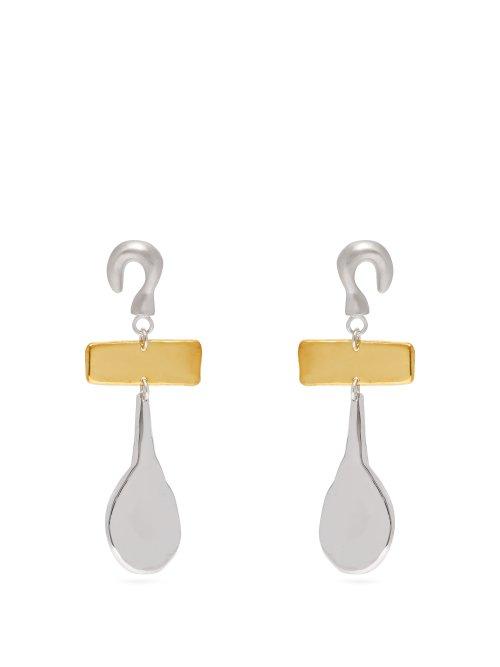 Matchesfashion.com Sophia Kokosalaki - Hook & Drop Sterling Silver Earrings - Womens - Gold