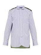 Matchesfashion.com Junya Watanabe - Stripe And Camouflage Print Cotton Shirt - Mens - White Multi