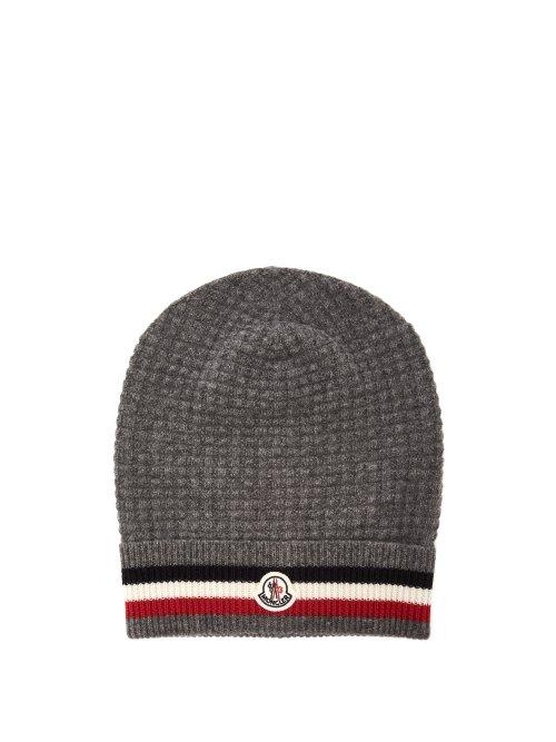 Matchesfashion.com Moncler - Striped Wool And Cashmere Blend Beanie - Mens - Grey Multi