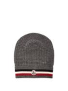 Matchesfashion.com Moncler - Striped Wool And Cashmere Blend Beanie - Mens - Grey Multi