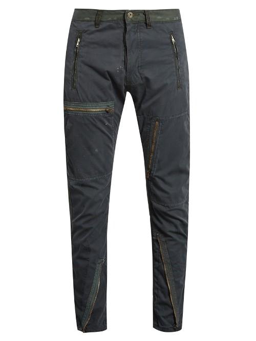 Longjourney Flight Distressed Cotton-twill Trousers