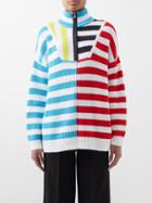 Staud - Hampton Stripe-intarsia Cotton-blend Sweater - Womens - Multi