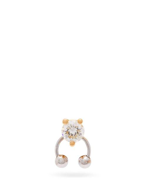 Matchesfashion.com Delfina Delettrez - Diamond & 18kt Gold Single Earring - Womens - Yellow Gold