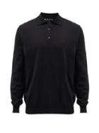 Matchesfashion.com Cobra S.c. - Silk-blend Long-sleeved Polo Shirt - Mens - Black