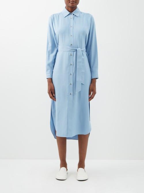 Max Mara - Volante Shirt Dress - Womens - Light Blue