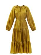 Ladies Beachwear Zimmermann - Estelle Tiered Silk-satin Midi Dress - Womens - Green