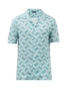 Frescobol Carioca - Roberto Wave-print Tencel-poplin Shirt - Mens - Light Green