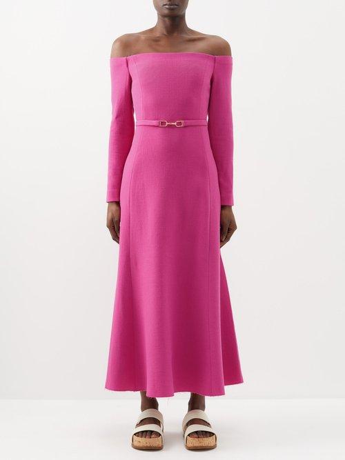 Gabriela Hearst - Carole Off-the-shoulder Knitted Dress - Womens - Fuchsia