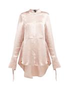 Matchesfashion.com Ann Demeulemeester - Pintuck Front Hammered Satin Blouse - Womens - Pink