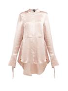 Matchesfashion.com Ann Demeulemeester - Pintuck Front Hammered Satin Blouse - Womens - Pink