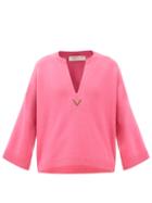 Valentino - V-plaque Cashmere Sweater - Womens - Pink