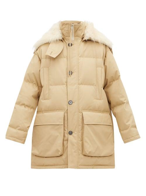Matchesfashion.com Jil Sander - Shearling Trimmed Quilted Down Filled Jacket - Womens - Beige