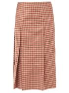 Matchesfashion.com Wales Bonner - Pleated Checked Wool-blend Midi Skirt - Womens - Red Multi