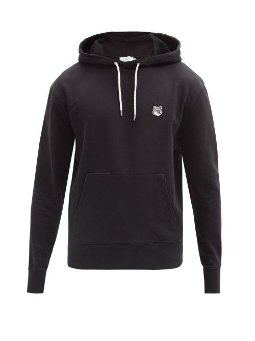 Mens Rtw Maison Kitsun - Fox Head-patch Jersey Hooded Sweatshirt - Mens - Black