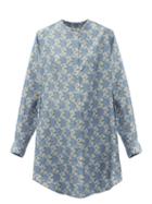 Matchesfashion.com By Walid - Ally Peony-print Silk-georgette Longline Shirt - Womens - Blue Print