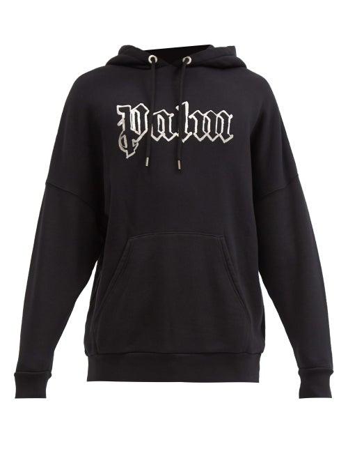 Matchesfashion.com Palm Angels - Glow-in-the-dark Logo Cotton Hooded Sweatshirt - Mens - Black