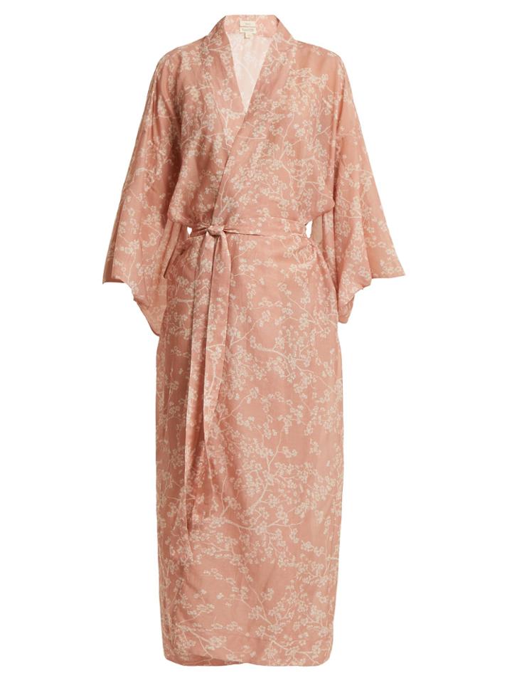 Chufy Cherry Blossoms Cotton And Silk-blend Kimono