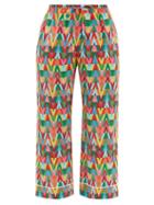 Valentino - Optical V-print Crepe De Chine Trousers - Womens - Multi