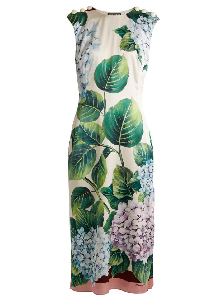 Dolce & Gabbana Hydrangea-print Stretch-silk Dress