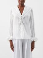 Ale Mais - Francesca Lace-trim Linen-voile Top - Womens - Ivory