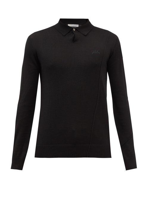 A-cold-wall* - Asymmetric-seam Wool Polo Shirt - Mens - Black