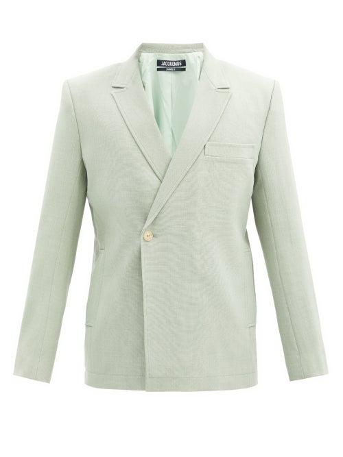 Matchesfashion.com Jacquemus - Moulin Double-breasted Wool-blend Canvas Blazer - Mens - Light Green