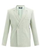 Matchesfashion.com Jacquemus - Moulin Double-breasted Wool-blend Canvas Blazer - Mens - Light Green