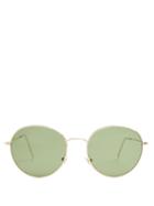 Matchesfashion.com Retrosuperfuture - Wire Round Frame Metal Sunglasses - Womens - Green