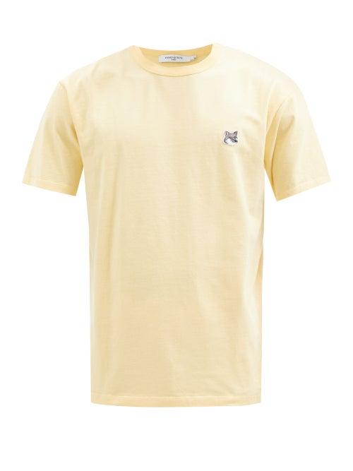 Maison Kitsun - Fox Head-patch Cotton-jersey T-shirt - Mens - Light Orange
