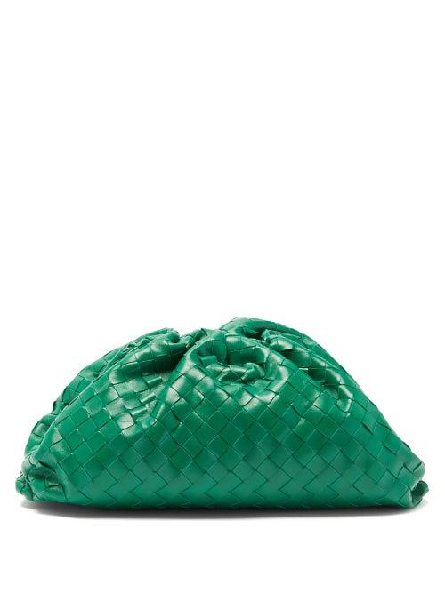Matchesfashion.com Bottega Veneta - The Pouch Intrecciato Leather Clutch - Womens - Green
