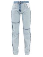 Mm6 Maison Margiela - Inside Out Patchwork Straight-leg Jeans - Womens - Light Denim