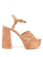 Matchesfashion.com Gianvito Rossi - Crossover Front 70 Platform Suede Sandals - Womens - Nude