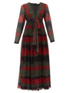 Matchesfashion.com Redvalentino - Floral Print Chiffon Midi Dress - Womens - Black Multi