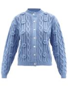 Shrimps - Minnie Crochet-flower Wool-blend Cardigan - Womens - Blue