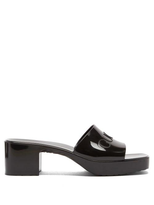Ladies Shoes Gucci - Logo-embossed Sandals - Womens - Black