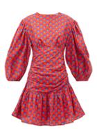 Matchesfashion.com Rhode - Donna Scallop-print Cotton Mini Dress - Womens - Red Print