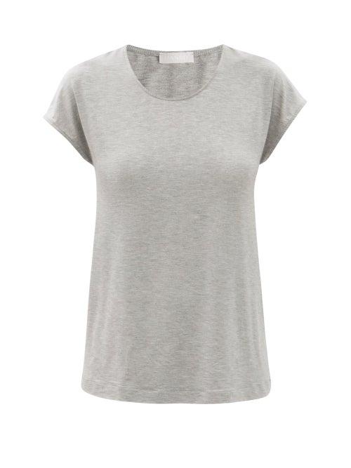 Ladies Lingerie Hanro - Natural Elegance Scoop-neck Jersey T-shirt - Womens - Light Grey