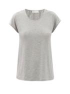 Ladies Lingerie Hanro - Natural Elegance Scoop-neck Jersey T-shirt - Womens - Light Grey