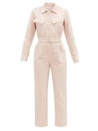 Matchesfashion.com Officine Gnrale - Serine Garment-dyed Cotton Jumpsuit - Womens - Light Pink