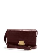 Matchesfashion.com Saint Laurent - Bellechasse Medium Crocodile Effect Leather Bag - Womens - Burgundy