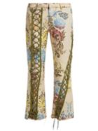 Matchesfashion.com Marques'almeida - Lace Up Floral Jacquard Trousers - Womens - Cream Multi