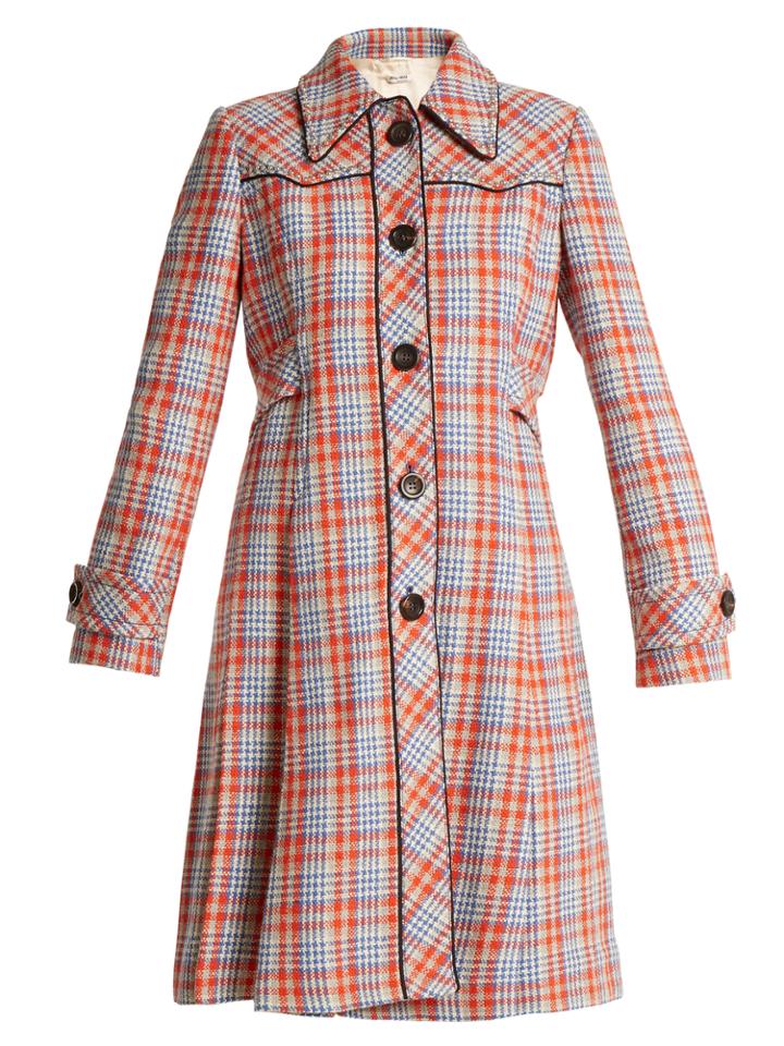 Miu Miu Stud-embellished Checked Coat