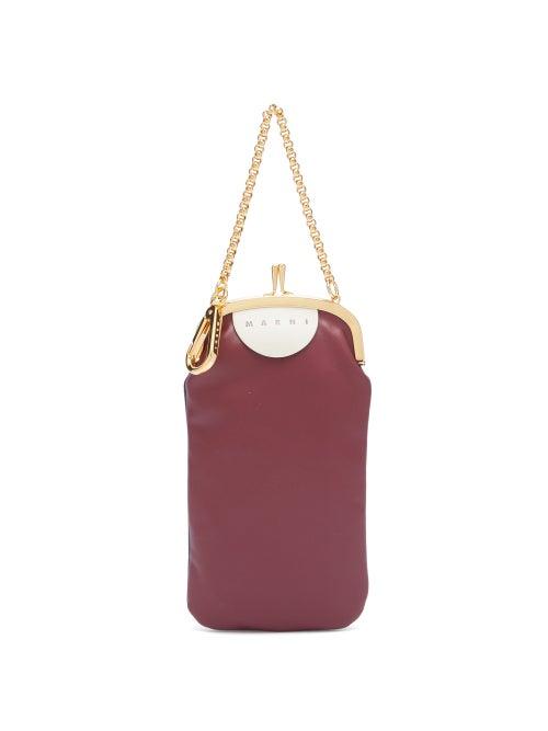 Matchesfashion.com Marni - Bi Colour Leather Clutch - Womens - Burgundy Multi