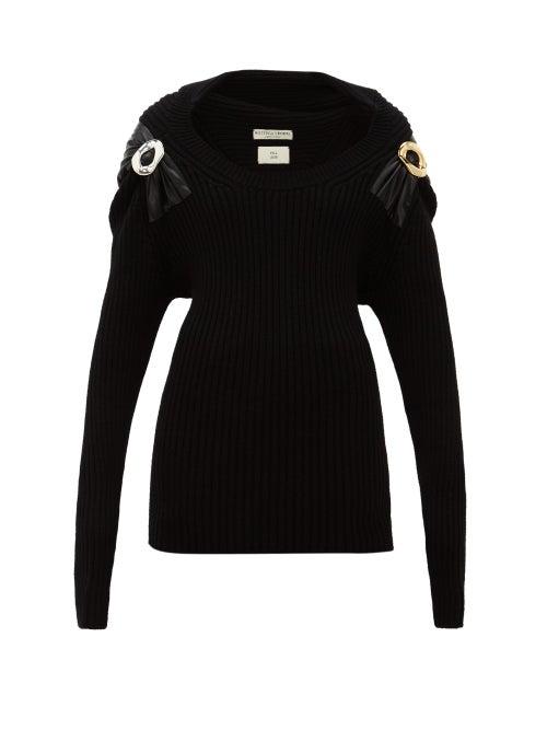 Matchesfashion.com Bottega Veneta - Embellished Ribbed Wool Blend Sweater - Womens - Black