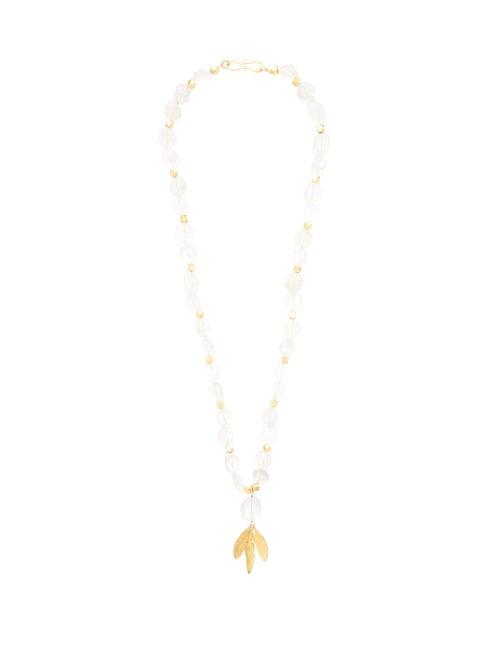 Matchesfashion.com Sylvia Toledano - Leaf-pendant Crystal Necklace - Womens - Gold