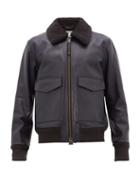 Matchesfashion.com Acne Studios - Lazlo Shearling Collar Leather Jacket - Mens - Navy