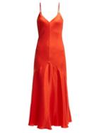 Matchesfashion.com Mara Hoffman - Seraphina Bias Cut Satin Twill Dress - Womens - Red
